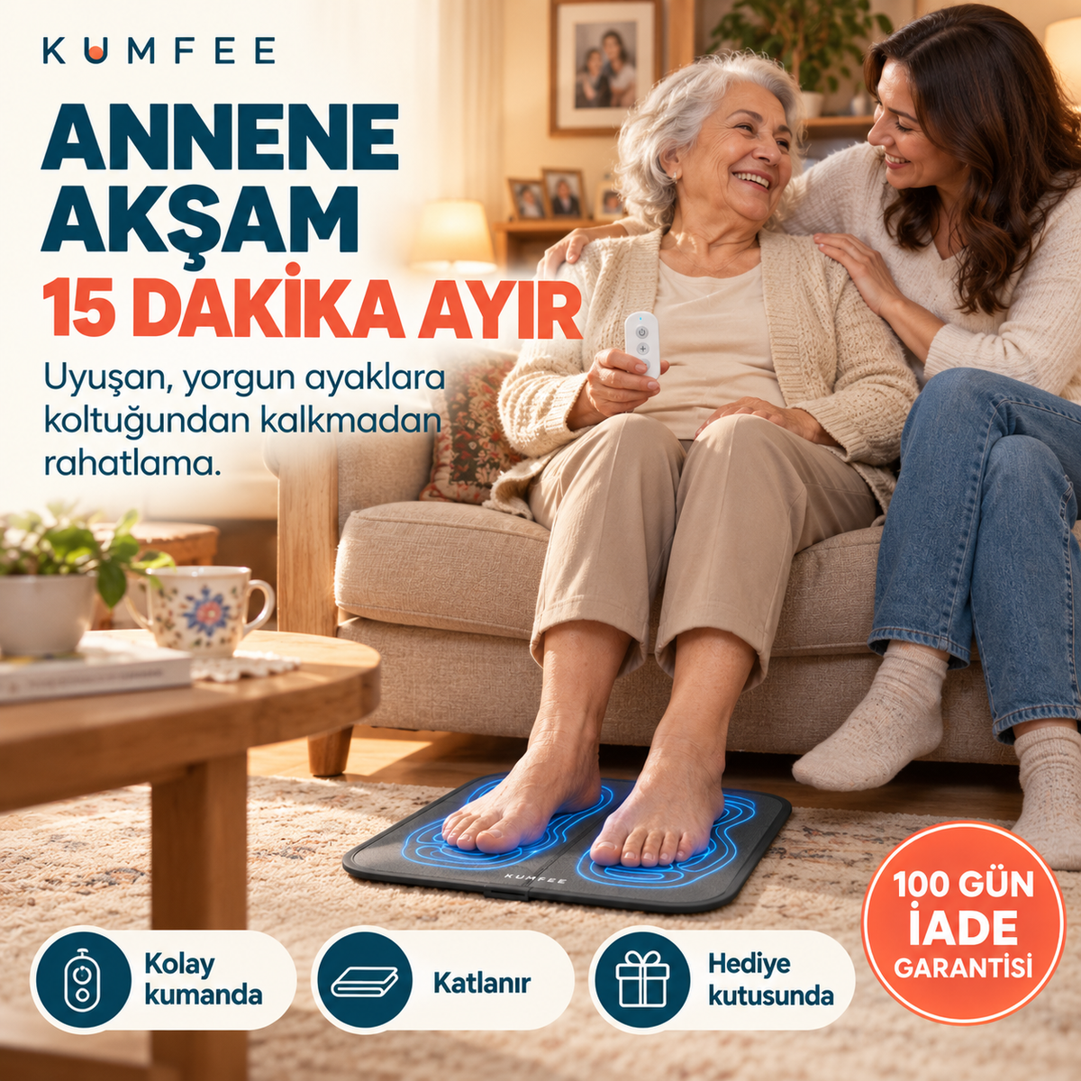 Kumfee® EMS Ayak Masaj Cihazı | Uyuşan, Karıncalanan, Yorgun Ayaklar İçin